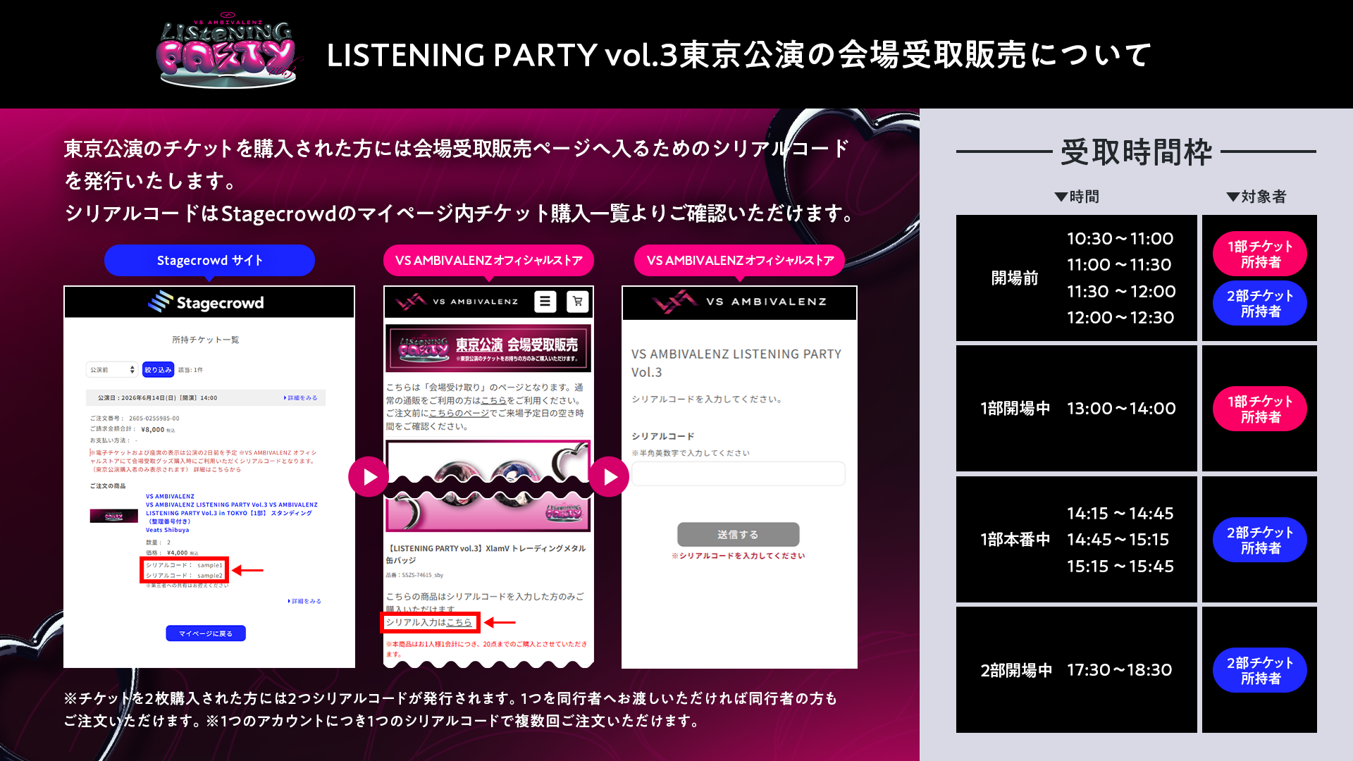 LISTENING PARTY vol.3 東京公演 会場受取販売のご案内